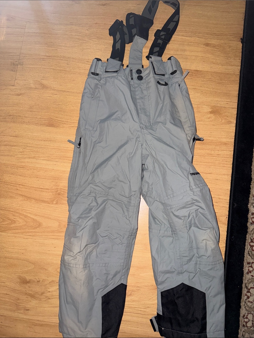 Gray Snow/Ski Bib Pants with Black Reinforced Cuffs
